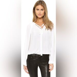 Ramy Brook “Paris” White Tie Long Sleeve Peasant Blouse